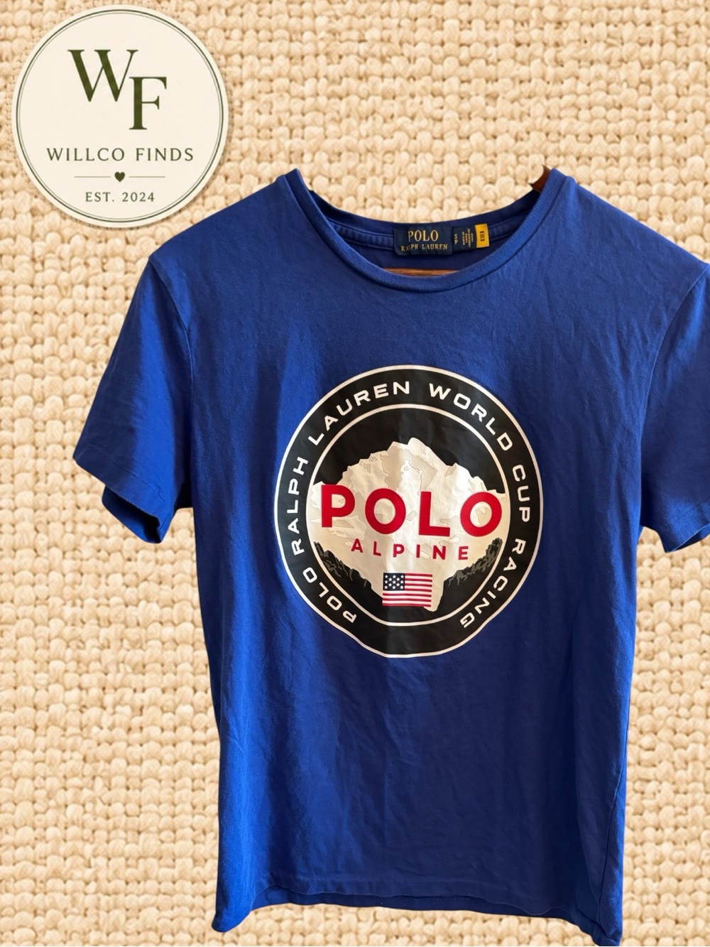 Polo Ralph Lauren Alpine World Cup Racing T-Shirt Blue Men’s Small Ski USA